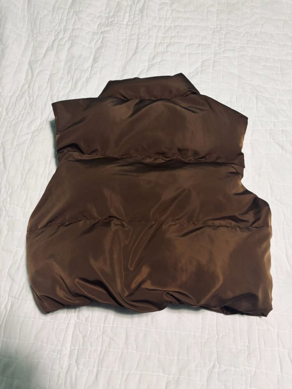 Shein Brown Puffer Vest With Zipper Closure Size M Lightweight Outerwear - Picture 4 of 4